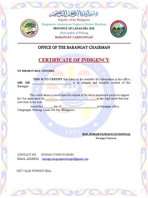 certificate of indigency barangay|Social Services Development Department .